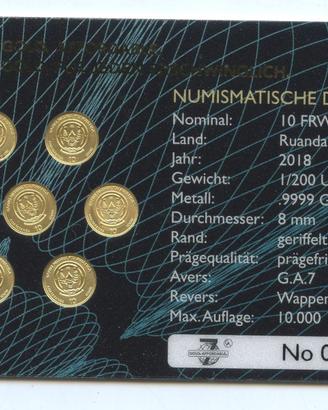 SET 7 MONETE ORO 999 CINA USA AUSTRALIA ONGHILTERR