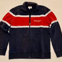 Felpa con zip Woolrich blu rossa e bianca 12 anni