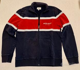 Felpa con zip Woolrich blu rossa e bianca 12 anni