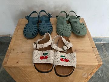 Lotto 3 paia sandali bambino bambina numero 28