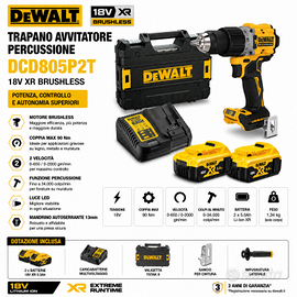 DeWALT DCD805P2T Trapano Avvit. Brushless XR 18V