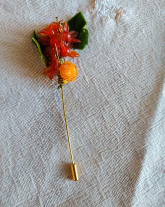 Spilla da giacca vintage floreale arancione