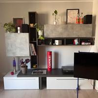 Parete attrezzata moderna effetto cemento – tv
