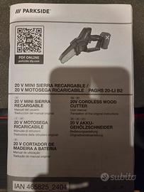 mini motosega ricaricabile parkside 