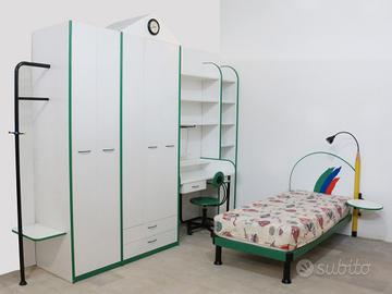 Cameretta in stile moderno bianco - verde