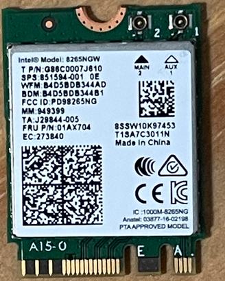 Scheda wifi 8265ngw 01AX704 Lenovo