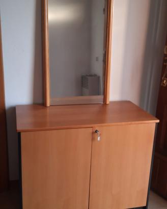 Mobile ingresso noce chiara con specchio
