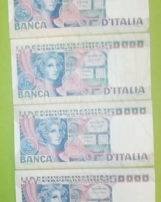 4 Banconote da 50.000 lire Volto di donna