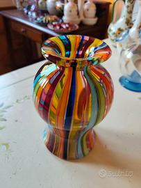Vaso Vetro di Murano Canne Multicolore Avventurina