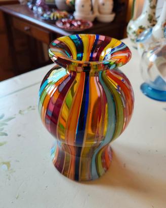 Vaso Vetro di Murano Canne Multicolore Avventurina