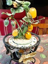 vasetto portavaso ferro e piantina in vetro 26x14