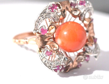 Anello in Oro giallo e Argento 925 marcato