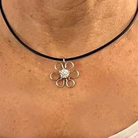 Collana Acciaio Inox Fiore e Perla bianca a crista