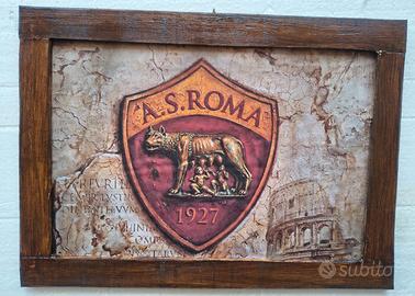 targa in legno quadro Roma calcio