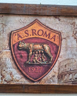 targa in legno quadro Roma calcio