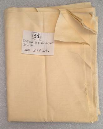 Tovaglia vintage puro cotone gialla da orlare-(33-