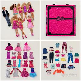 Mega Lotto Barbie + Armadio + Abiti + 8 Barbie/Ken