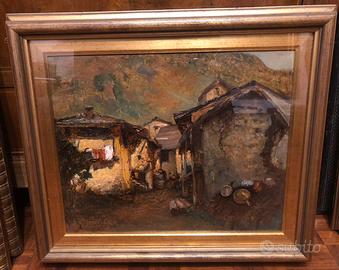 Dipinto olio su tavola G.Romano Vercelli