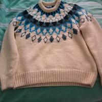 maglione Zara bianco blu e azzurro taglia L (Eur)