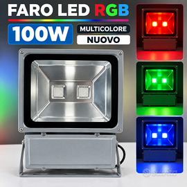 Faro Led 100W RGB Multicolore Rosso Blu Bianco