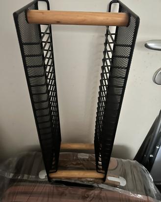 Porta cd in legno e metallo