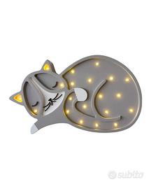 Two N Lampada Artigianale Legno Led Gatto