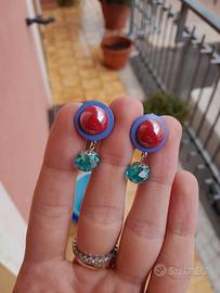 orecchini colorati chiusura a clip