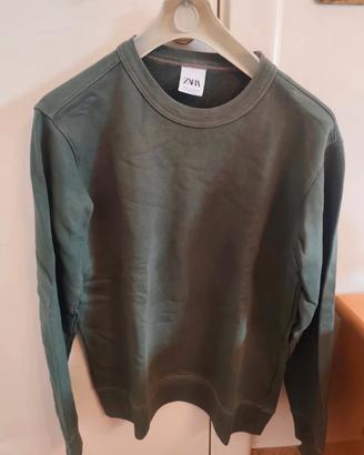 Felpa Zara Uomo M Verde maglione maglioncin