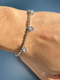 Braccialetto tennis cuori diamantati San Valentino