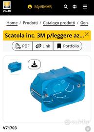 Cassetta incasso 3 moduli pareti in cartongesso