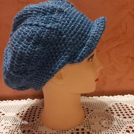  Basco con visiera lana fatta a mano uncinetto don