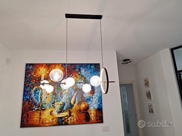 Lampadario pendente led nero con sfere in vetro