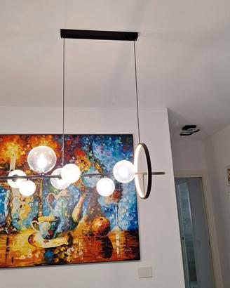 Lampadario pendente led nero con sfere in vetro