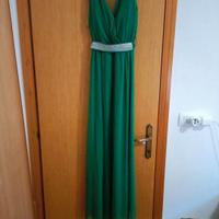 Vestito elegante cerimonia Verde con scollo V 