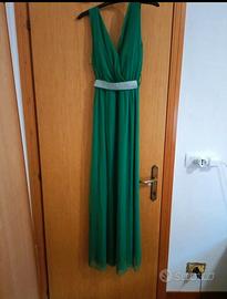 Vestito elegante cerimonia Verde con scollo V 