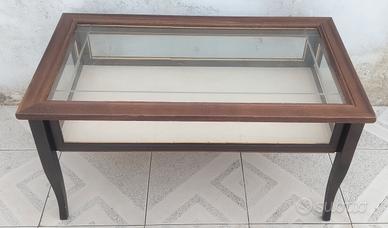 tavolino vetrinetta legno teca