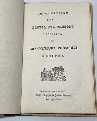 Libro Antico 1847 Espugnazioni Bastia Del Zaniolo