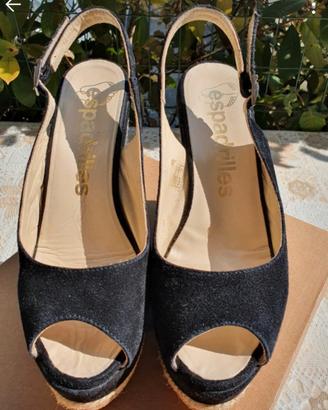 Sandali scarpe open toe con zeppa Espadrilles