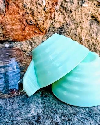 Set tazze Art Deco France Jadeite  e vetro