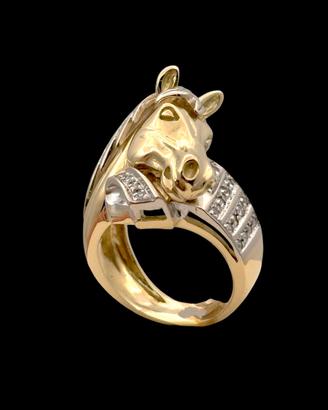 anello oro bianco giallo 18 kt cavallo horse