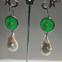 orecchini argento agata verde e perla baro