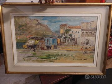Olio su tela noto pittore Cesare Monti 1953