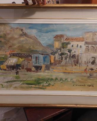 Olio su tela noto pittore Cesare Monti 1953
