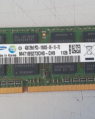 So-DIMM RAM 4GB PC3 10600 Samsung