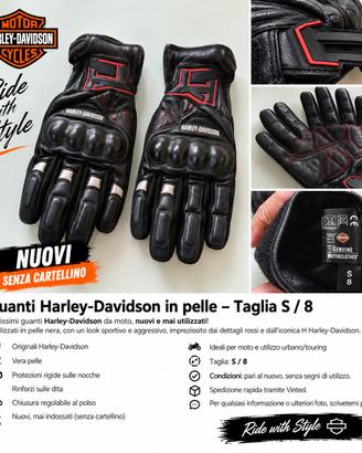 Guanti Harley-Davidson Moto Pelle Neri Tg.8