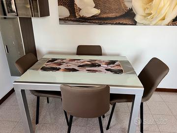 calligaris Tavolo vetro bianco opaco allungabile