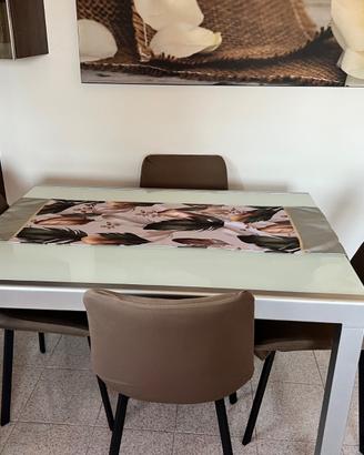 calligaris Tavolo vetro bianco opaco allungabile