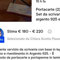 Grazioso set da scrivania in mogano e argento 925