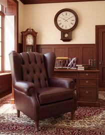 Poltrona Bergere' in pelle vintage bordeaux