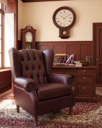 Poltrona Bergere' in pelle vintage bordeaux